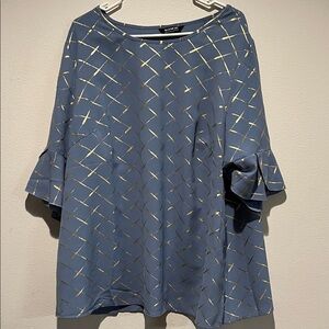 BloomChic Navy and Gold Geometric Blouse